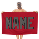 Custom Red Dark Grey Beach Towel