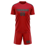 Custom Red Dark Grey Soccer Jersey