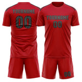 Custom Red Dark Grey Soccer Jersey