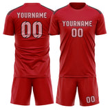 Custom Red Light Pink Soccer Jersey