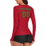 Custom Red Khaki Women's Long-Sleeve Shirt