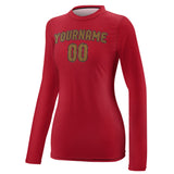 Custom Red Khaki Women's Long-Sleeve Shirt
