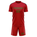 Custom Red Khaki Soccer Jersey