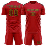 Custom Red Khaki Soccer Jersey