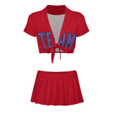 Custom Red Light Purple Cheerleading Uniform Set