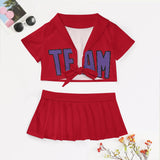 Custom Red Light Purple Cheerleading Uniform Set