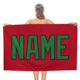 Custom Red Emerald Green Beach Towel