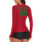 Custom Red Emerald Green Women's Long-Sleeve Shirt