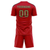 Custom Red Light Khaki Soccer Jersey