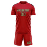Custom Red Light Khaki Soccer Jersey