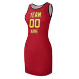 Custom Red Light Yellow Sleeveless Vest Dress