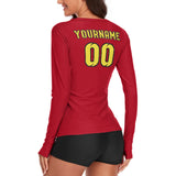 Custom Red Light Yellow Women's Long-Sleeve Shirt