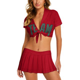 Custom Red Blue Green Cheerleading Uniform Set
