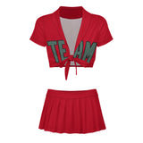 Custom Red Blue Green Cheerleading Uniform Set