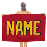 Custom Red Gold Beach Towel