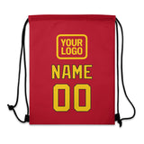 Custom Red Gold Drawstring Bag