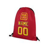 Custom Red Gold Drawstring Bag