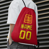 Custom Red Gold Drawstring Bag