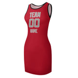 Custom Red Gray Sleeveless Vest Dress