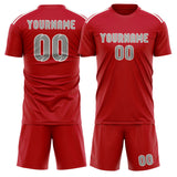 Custom Red Gray Soccer Jersey