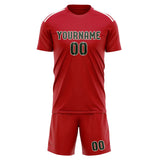 Custom Red Dark Green Soccer Jersey