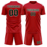 Custom Red Dark Green Soccer Jersey