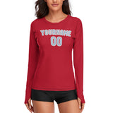 Custom Red Light Blue Women's Long-Sleeve Shirt