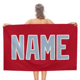 Custom Red Light Blue Beach Towel