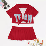Custom Red Light Blue Cheerleading Uniform Set