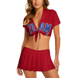 Custom Red Sky Blue Cheerleading Uniform Set