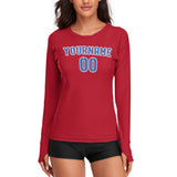 Custom Red Sky Blue Women's Long-Sleeve Shirt