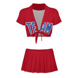 Custom Red Sky Blue Cheerleading Uniform Set