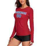 Custom Red Sky Blue Women's Long-Sleeve Shirt