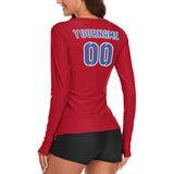 Custom Red Sky Blue Women's Long-Sleeve Shirt