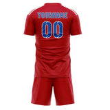 Custom Red Sky Blue Soccer Jersey