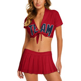Custom Red Blue Cheerleading Uniform Set
