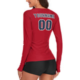 Custom Red Blue Women's Long-Sleeve Shirt