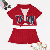 Custom Red Blue Cheerleading Uniform Set