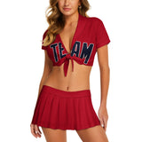 Custom Red Navy Cheerleading Uniform Set