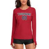 Custom Red Navy Women's Long-Sleeve Shirt