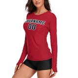 Custom Red Navy Women's Long-Sleeve Shirt
