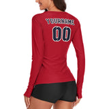 Custom Red Navy Women's Long-Sleeve Shirt