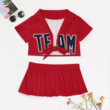 Custom Red Navy Cheerleading Uniform Set