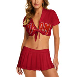 Custom Red Orange Red Cheerleading Uniform Set