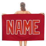 Custom Red Orange Red Beach Towel