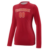 Custom Red Orange Red Women's Long-Sleeve Shirt
