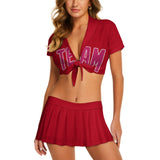 Custom Red Pink Cheerleading Uniform Set