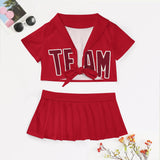 Custom Red Crimson Red Cheerleading Uniform Set