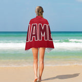 Custom Red Crimson Red Beach Towel
