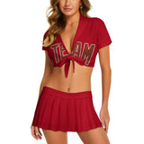 Custom Red Coral Red Cheerleading Uniform Set